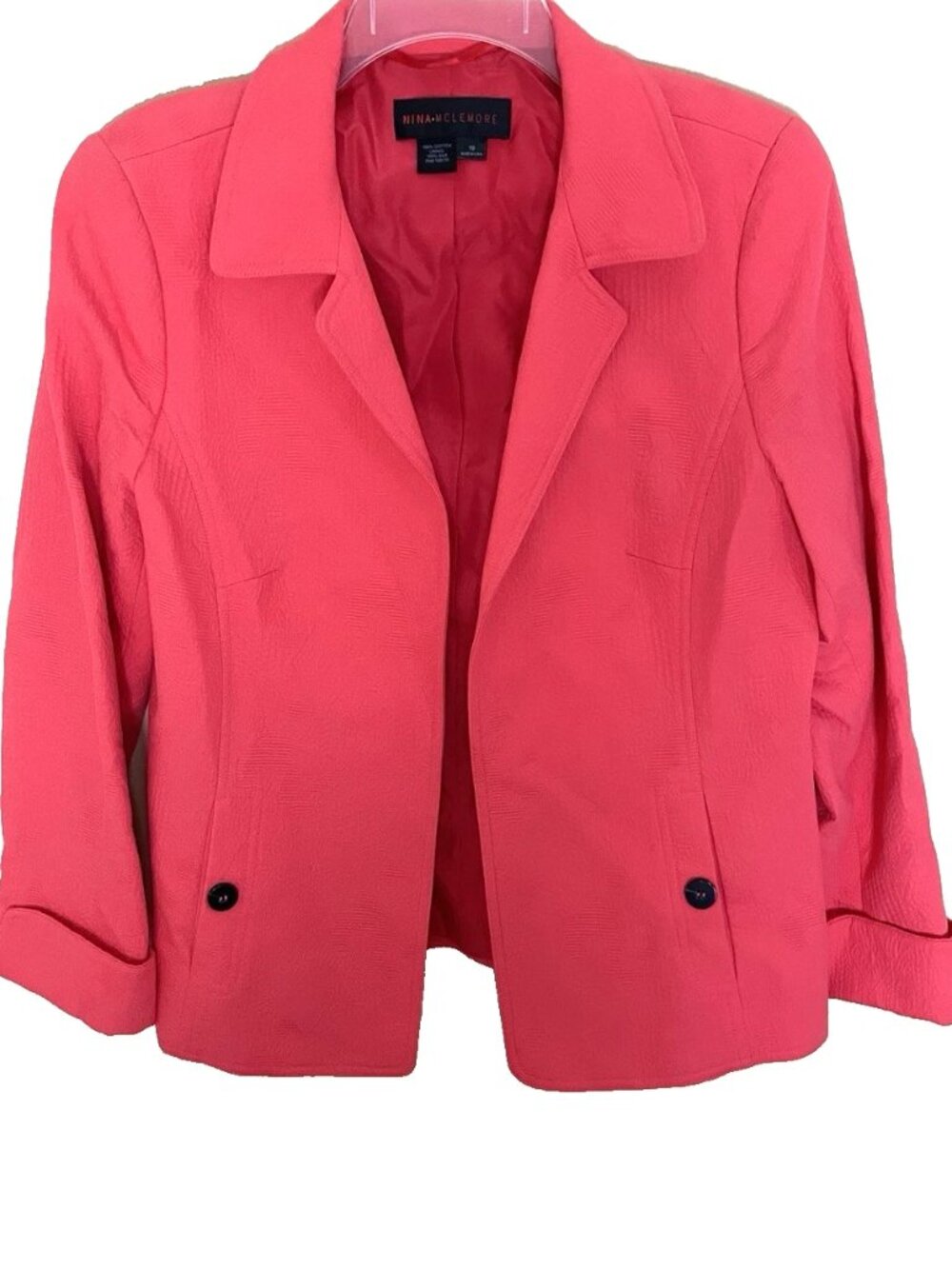 Nina McLemore Open Jacket Blazer Women's Size 10 Textured Office Business Casual